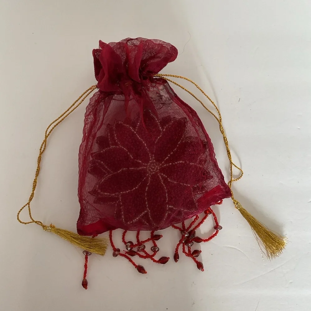 NWOT Red beaded poinsettia coasters